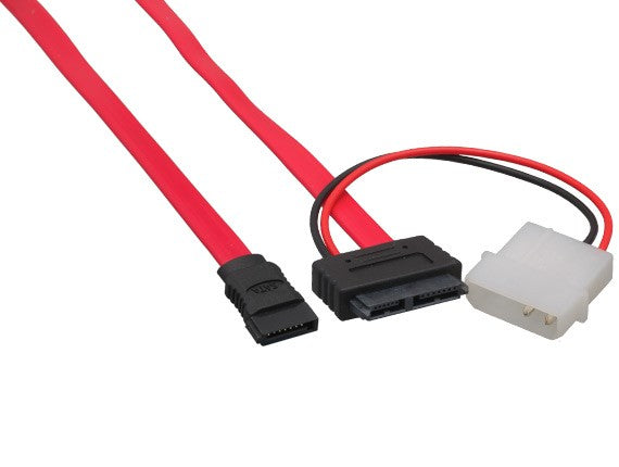 Slimline SATA 13-Pin to SATA 7-Pin + 4-Pin Molex Power Cable AllCables4U