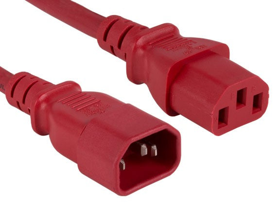 Red Color 14AWG IEC-60320-C14 to IEC-60320-C13 Universal Jumper Power Cord AllCables4U