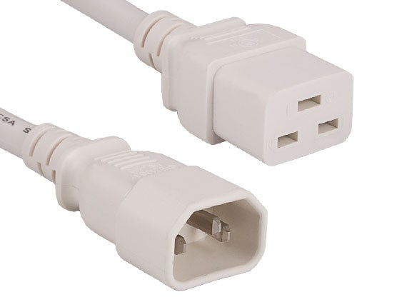 White Color 14AWG IEC-60320-C14 to IEC-60320-C19 Universal Jumper Power Cord AllCables4U