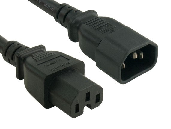 Black Color 14AWG IEC-60320-C15 to IEC-60320-C14 Universal Jumper Power Cord AllCables4U