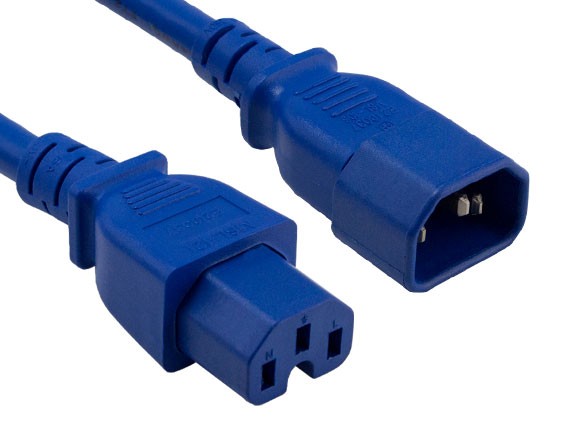 Blue Color 14AWG IEC-60320-C15 to IEC-60320-C14 Universal Jumper Power Cord AllCables4U