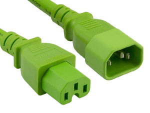 Green Color 14AWG IEC-60320-C15 to IEC-60320-C14 Universal Jumper Power Cord AllCables4U