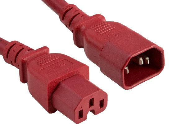 Red Color 14AWG IEC-60320-C15 to IEC-60320-C14 Universal Jumper Power Cord AllCables4U