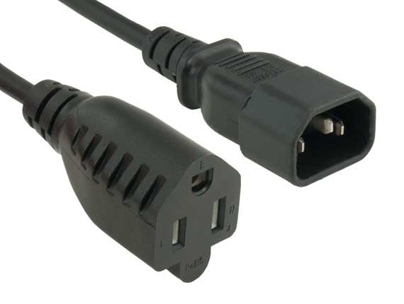 18AWG IEC-60320-C14 to NEMA 5-15R Universal Jumper Power Cord AllCables4U