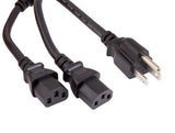 18AWG NEMA 5-15P to IEC-60320-C13 ╳ 2 Splitter Power Cord AllCables4U