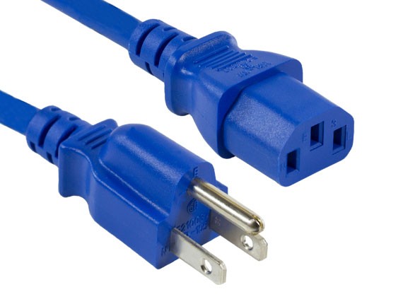 Blue Color 18AWG NEMA 5-15P to IEC-60320-C13 Universal Jumper Power Cord AllCables4U
