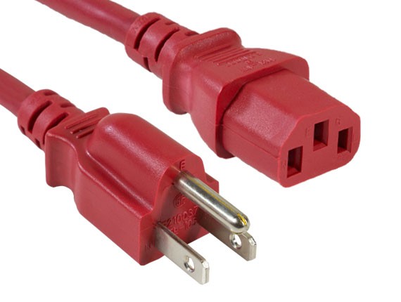 Red Color 18AWG NEMA 5-15P to IEC-60320-C13 Universal Jumper Power Cord AllCables4U