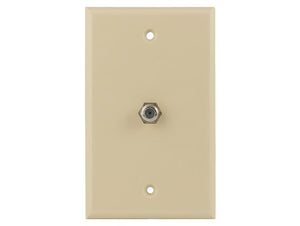 Ivory Color 1-Port F Connector Wall Plate AllCables4U