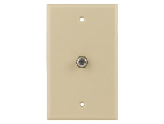 Ivory Color 1-Port F Connector Wall Plate AllCables4U