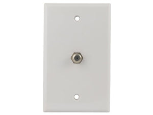 White Color 1-Port F Connector Wall Plate AllCables4U