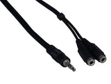 3.5mm Stereo Male to 2  3.5mm Stereo Female Audio Cable AllCables4U