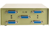4-Way ABCD DB15 Female Manual Data Switch Box AllCables4U