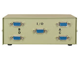 4-Way ABCD DB9 Female Manual Data Switch Box AllCables4U