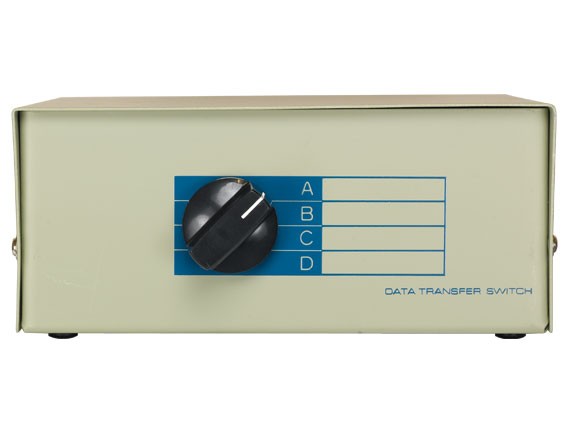 4-Way ABCD DB9 Male Manual Data Switch Box AllCables4U