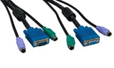 Super VGA M/F + PS/2 Keyboard & Mouse with Ferrite Standard 3 in 1 KVM Cable AllCables4U