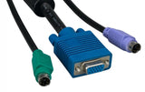 Super VGA M/F + PS/2 Keyboard & Mouse with Ferrite Standard 3 in 1 KVM Cable AllCables4U
