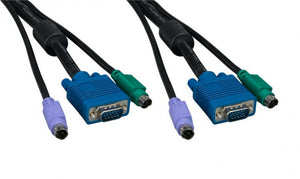 Super VGA M/M + PS/2 Keyboard & Mouse with Ferrite Standard 3 in 1 KVM Cable AllCables4U