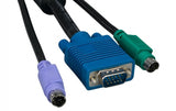 Super VGA M/M + PS/2 Keyboard & Mouse with Ferrite Standard 3 in 1 KVM Cable AllCables4U