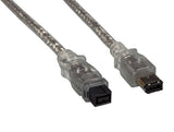Clear Color 9-Pin to 6-Pin IEEE1394b FireWire Cable AllCables4U