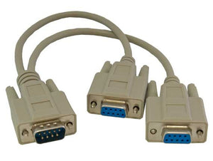 DB9 Male to 2 ╳ DB9 Female RS-232 Serial Splitter Cable AllCables4U