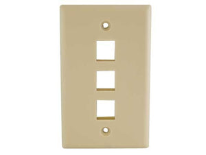Ivory Color 3-Port Wall Plate For Keystone Insert AllCables4U