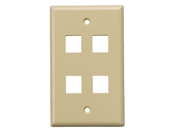 Ivory Color 4-Port Wall Plate For Keystone Insert AllCables4U