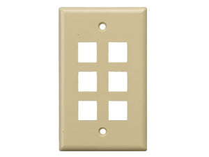 Ivory Color 6-Port Wall Plate For Keystone Insert AllCables4U