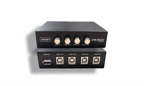Push Button Style USB 2.0 1A/4B 4-Port Manual Data Switch Box AllCables4U