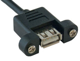 Black Color USB 2.0 A Male to A Female Panel Mount Extension Cable AllCables4U