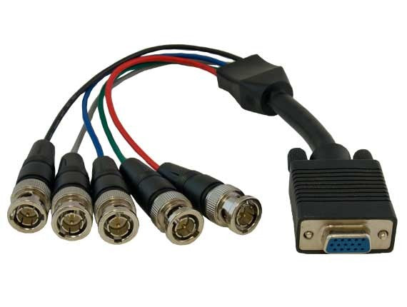 Standard VGA HD15 Female to 5 ╳ BNC Male Monitor Cable AllCables4U