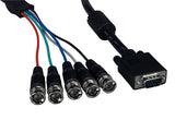 Standard VGA HD15 Male to 5 ╳ BNC Male Monitor Cable With Ferrite AllCables4U