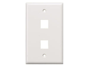 White Color 2-Port Wall Plate For Keystone Insert AllCables4U