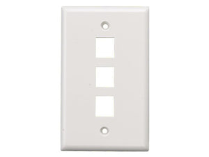 White Color 3-Port Wall Plate For Keystone Insert AllCables4U
