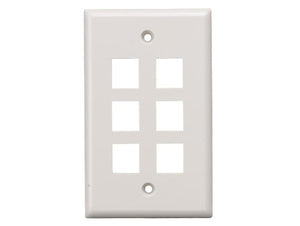White Color 6-Port Wall Plate For Keystone Insert AllCables4U